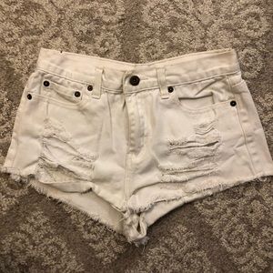 White High Waisted Shorts